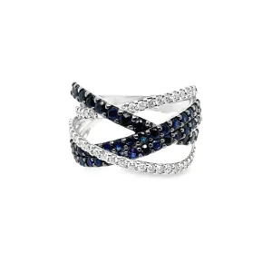 Sapphire and Diamond Criss Cross Ring