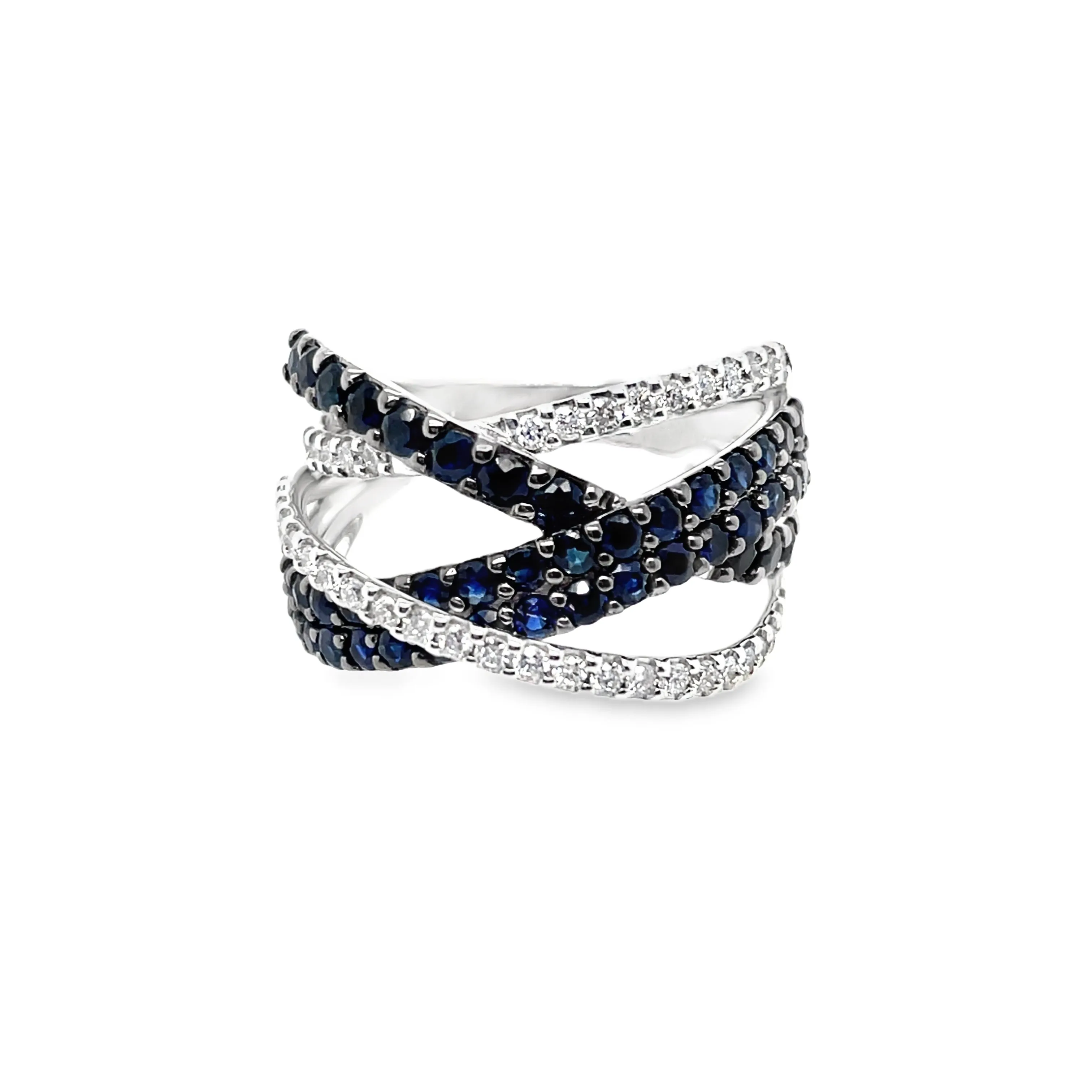 Sapphire and Diamond Criss Cross Ring