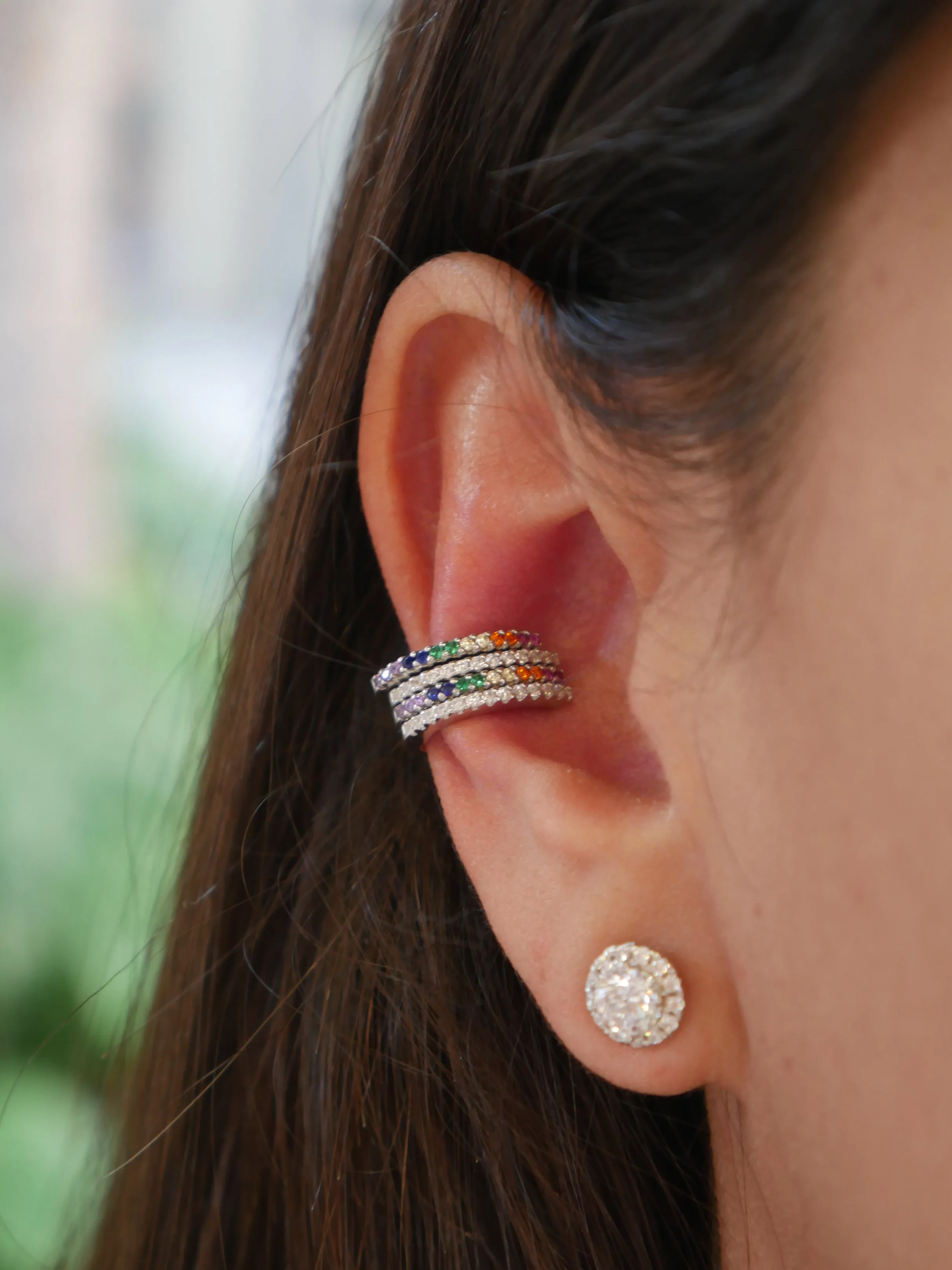 Sapphire Blue Ear Cuff Clip Earrings Non Pierced Conch Press On Waterproof Luxury Tarnish Free