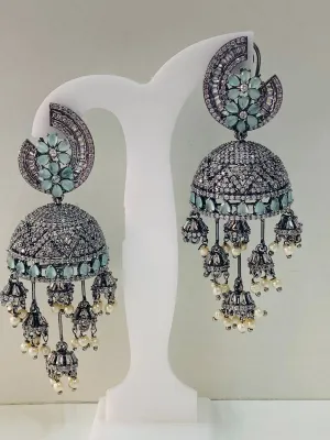 Sapphire Zircon Jhumkas