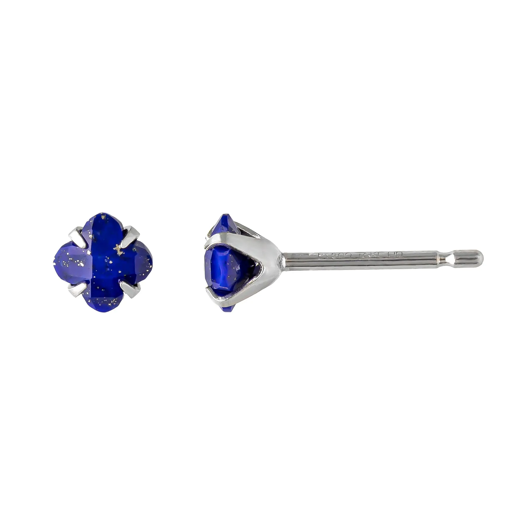 [Second Earrings] Platinum Lily Cut Lapis Lazuli Earrings