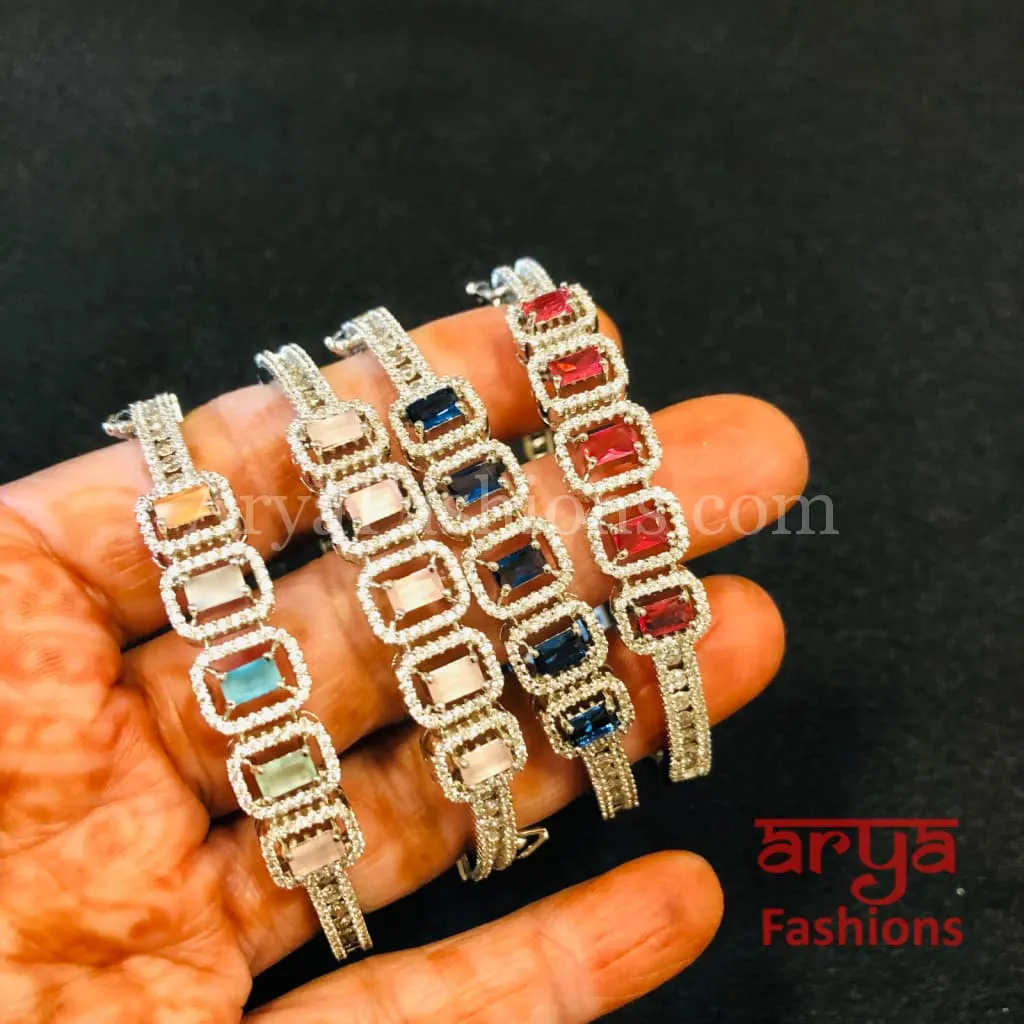 Silver Monalisa Stones CZ Bracelet