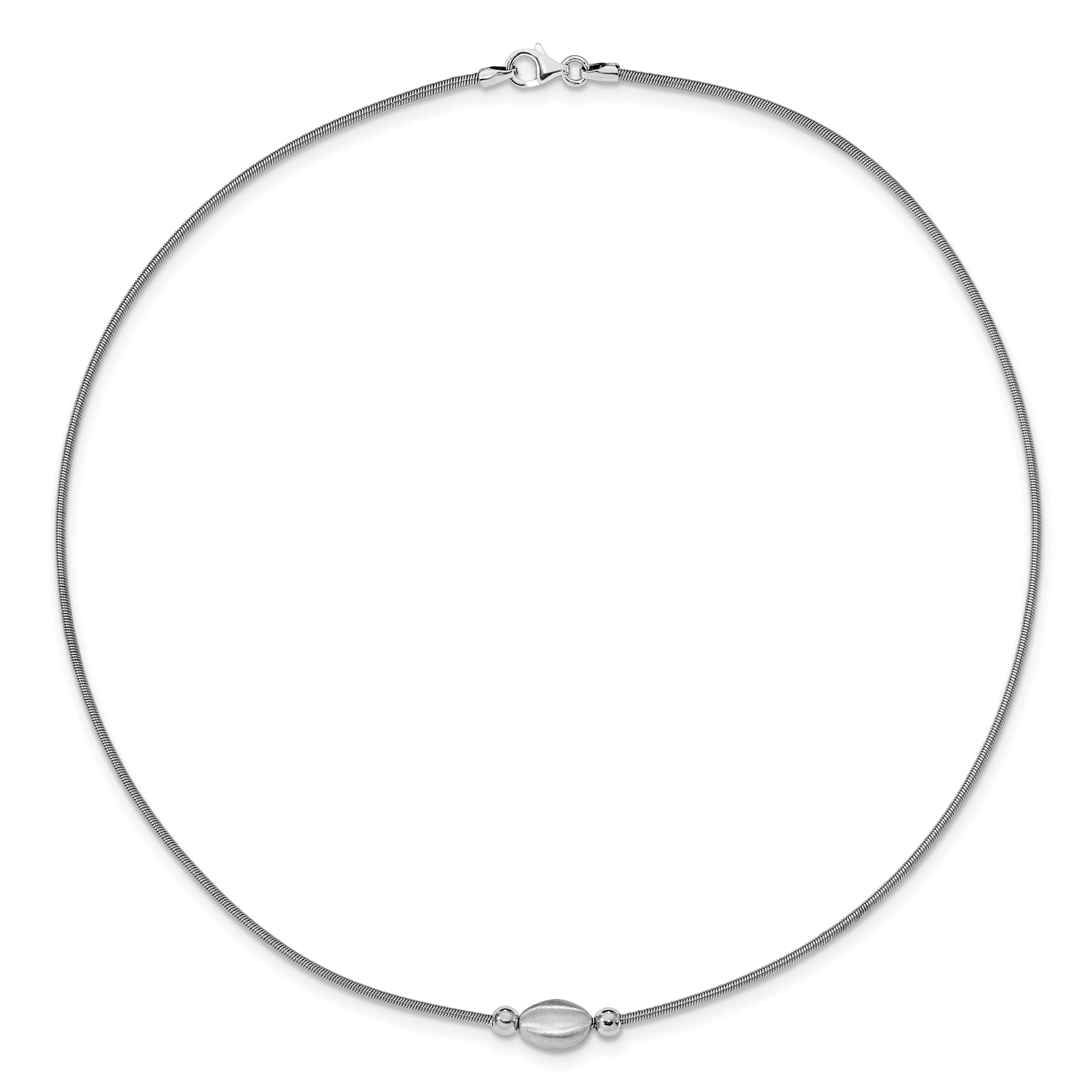 Silver Polished Scratch-finish Beaded Necklace