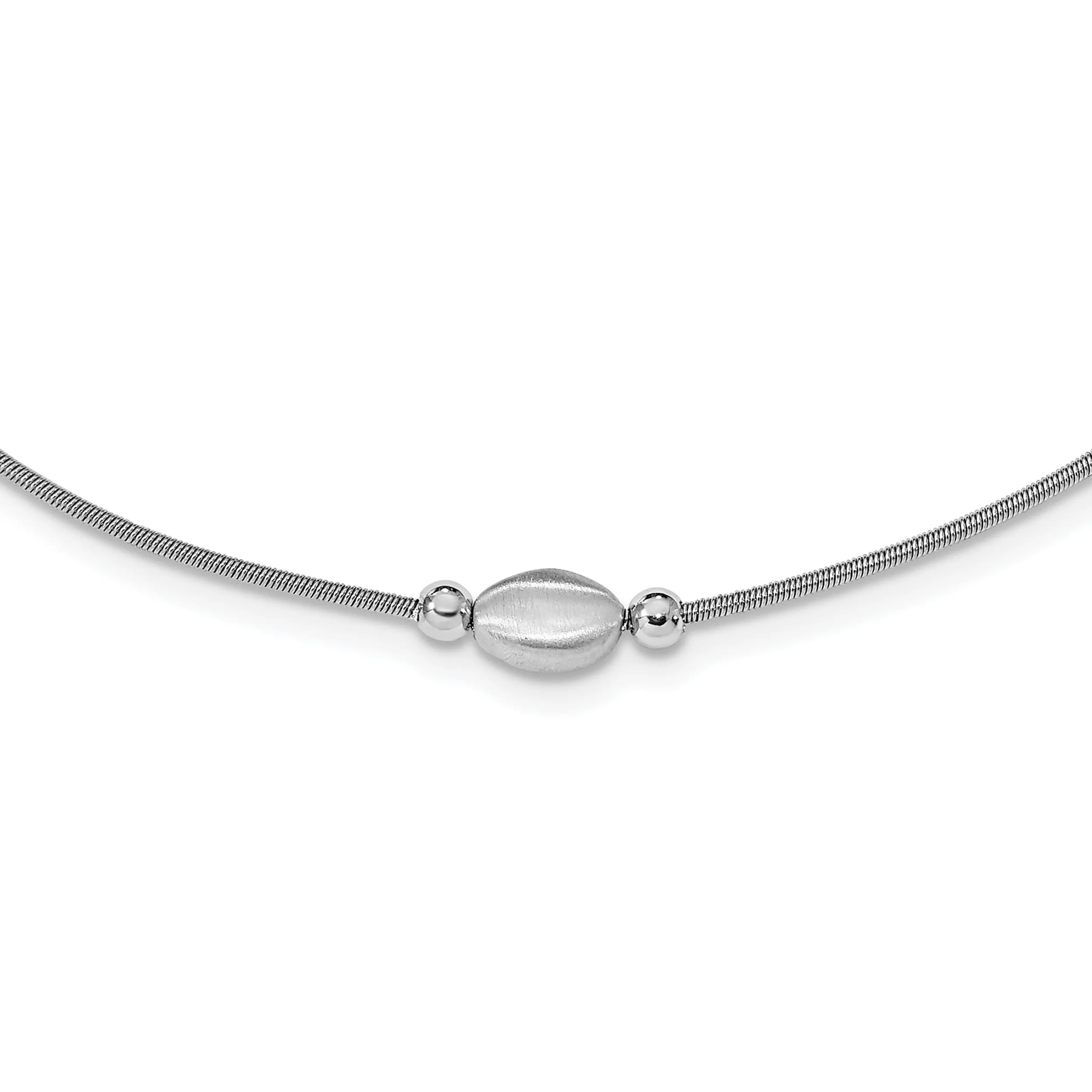 Silver Polished Scratch-finish Beaded Necklace