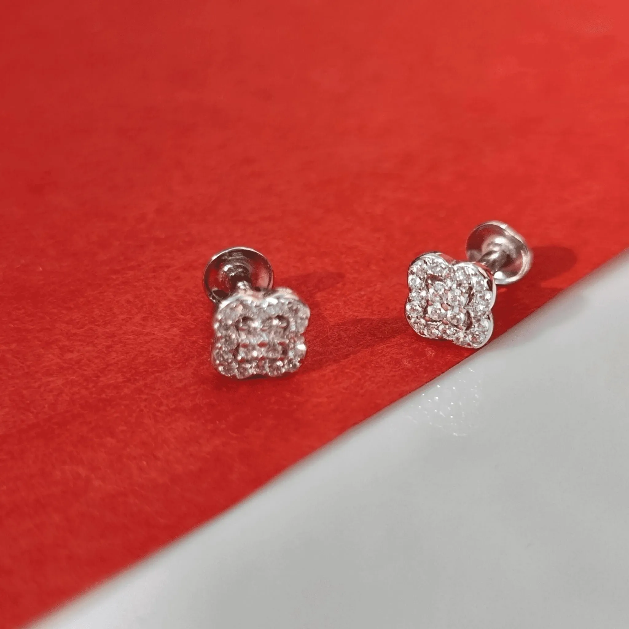 Silver Zircon Floret Earring