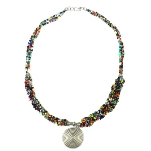 Single Spiral Elegance Multicolor Beaded Necklace Zakali Creations
