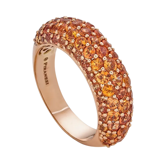 Small Dome Ring in Orange Sapphires