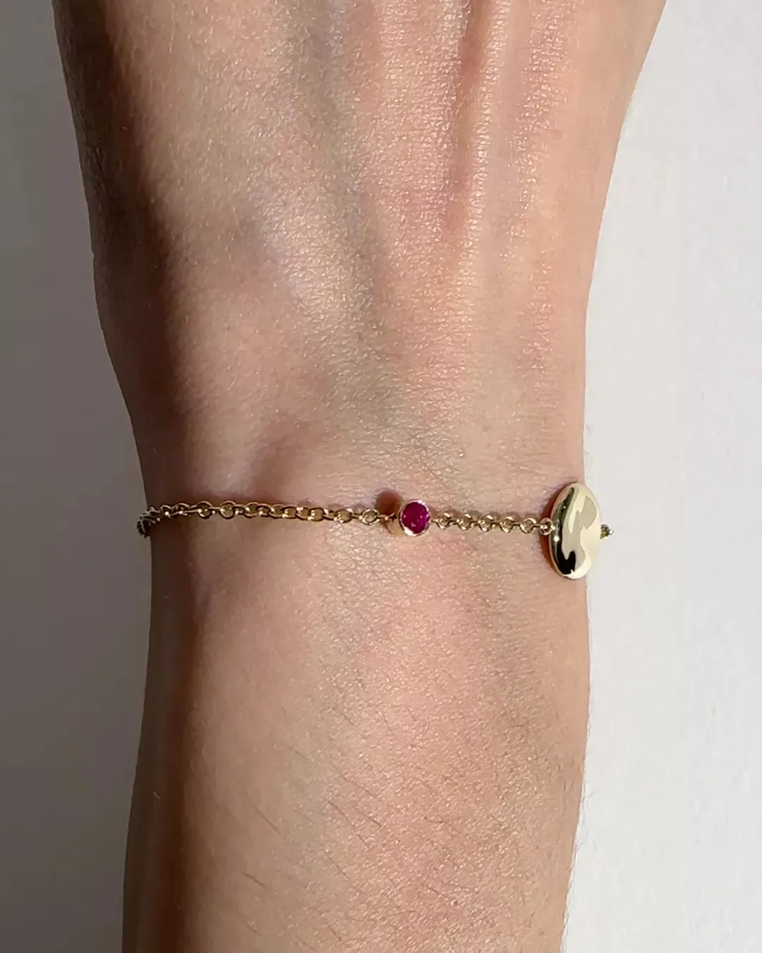 Solid Gold Ruby July Birthstone Bracelet