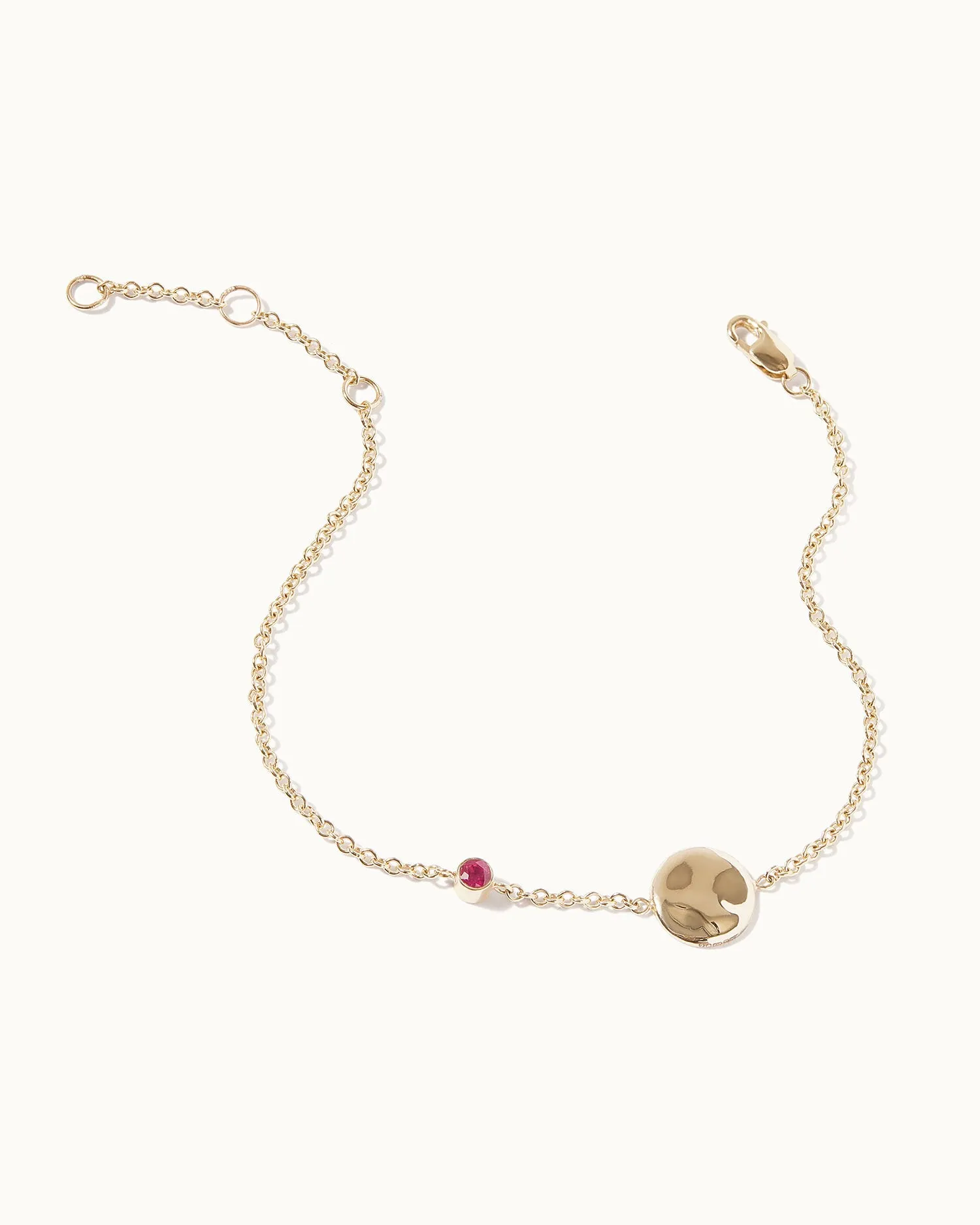 Solid Gold Ruby July Birthstone Bracelet