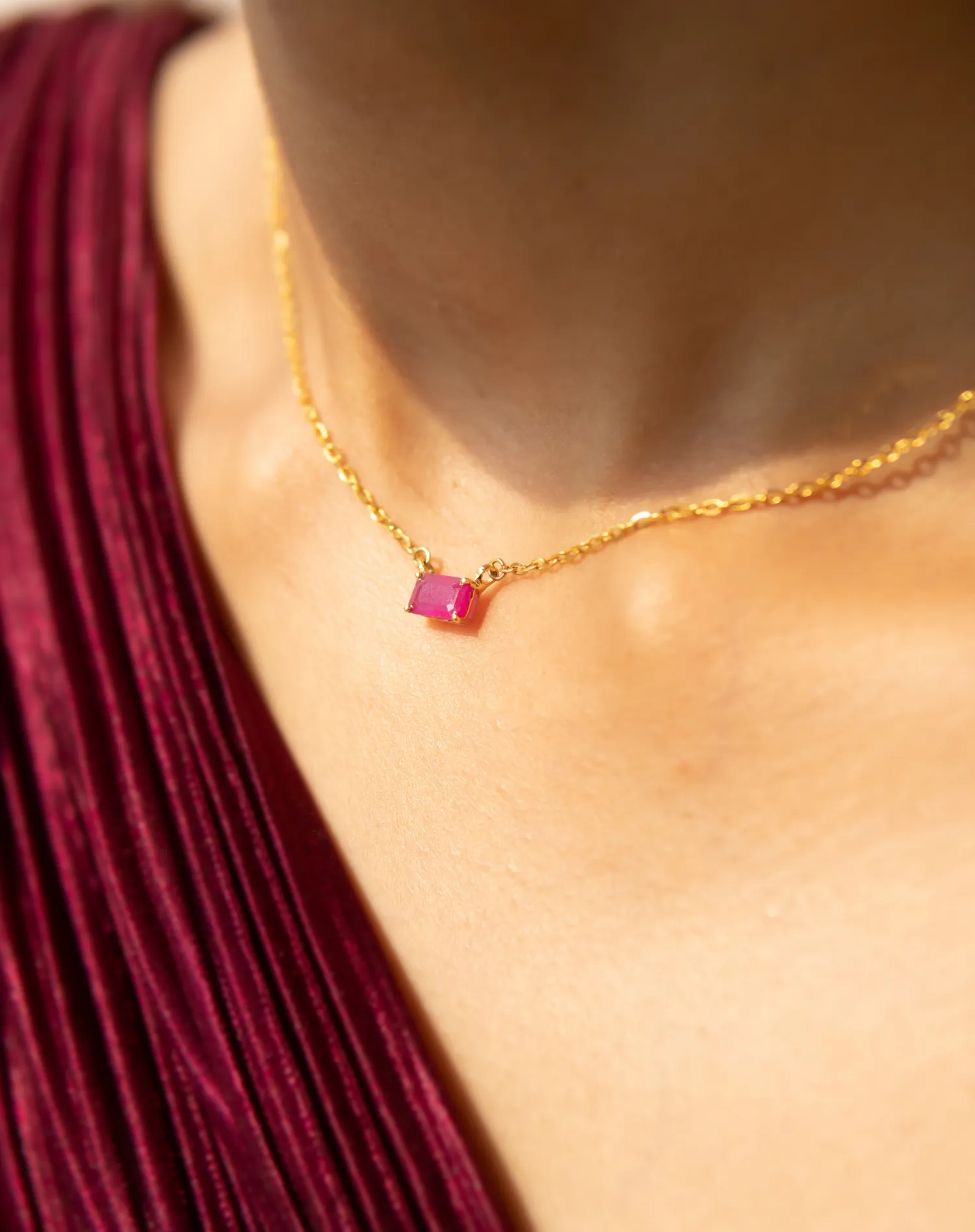 Solo Rectangle Ruby Necklace