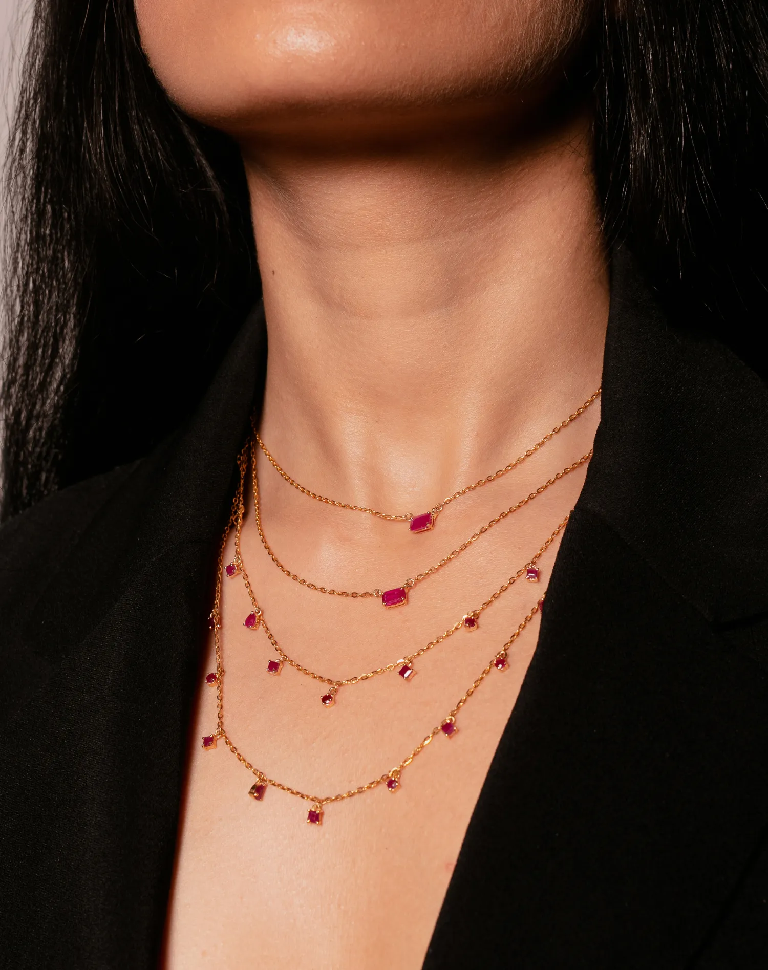 Solo Rectangle Ruby Necklace