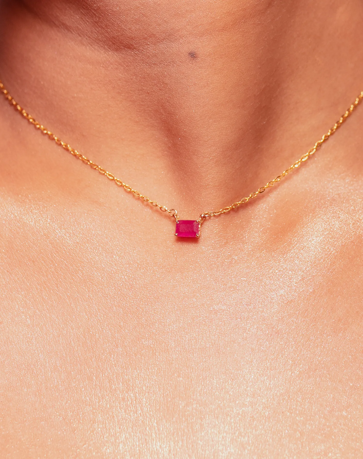 Solo Rectangle Ruby Necklace