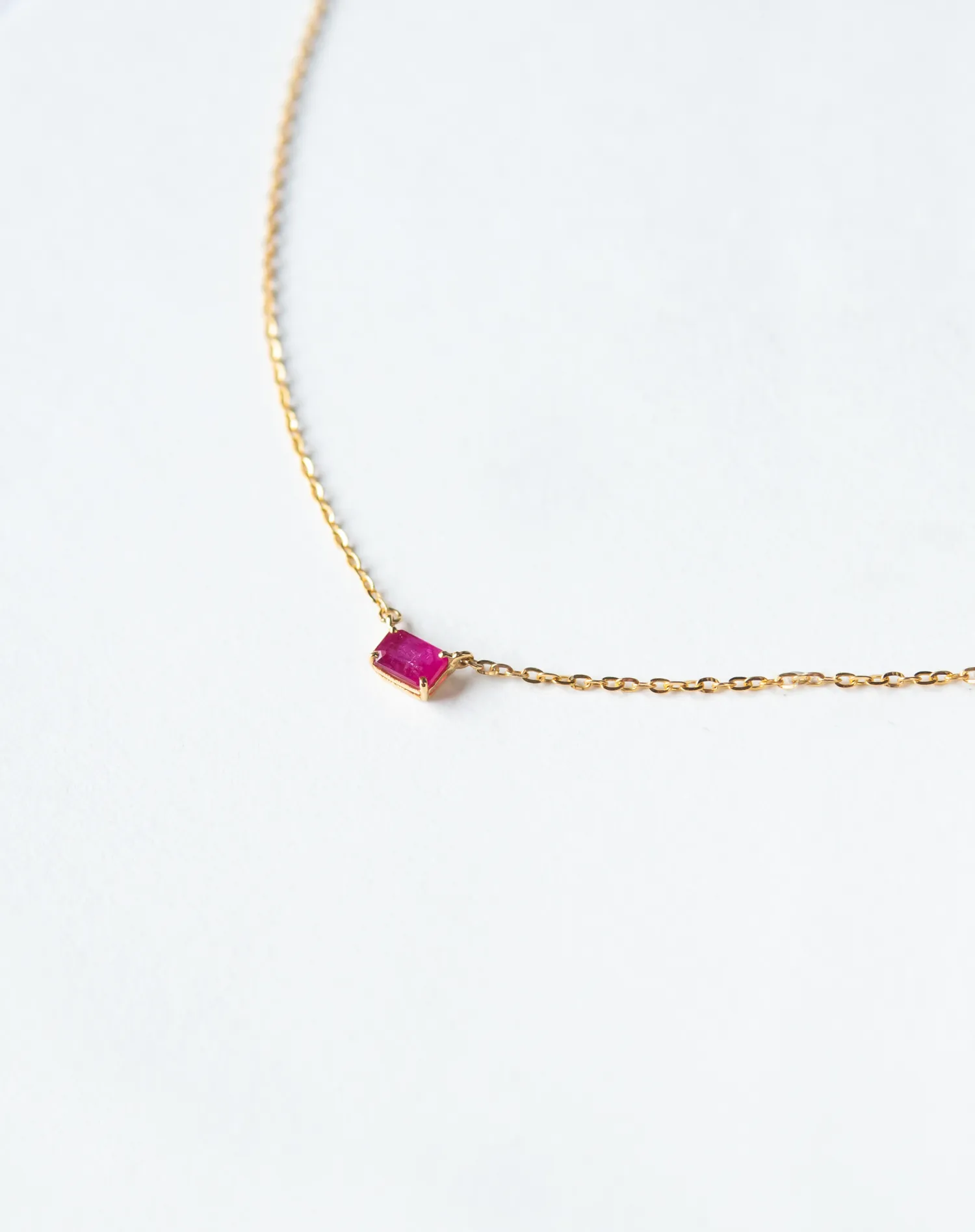 Solo Rectangle Ruby Necklace