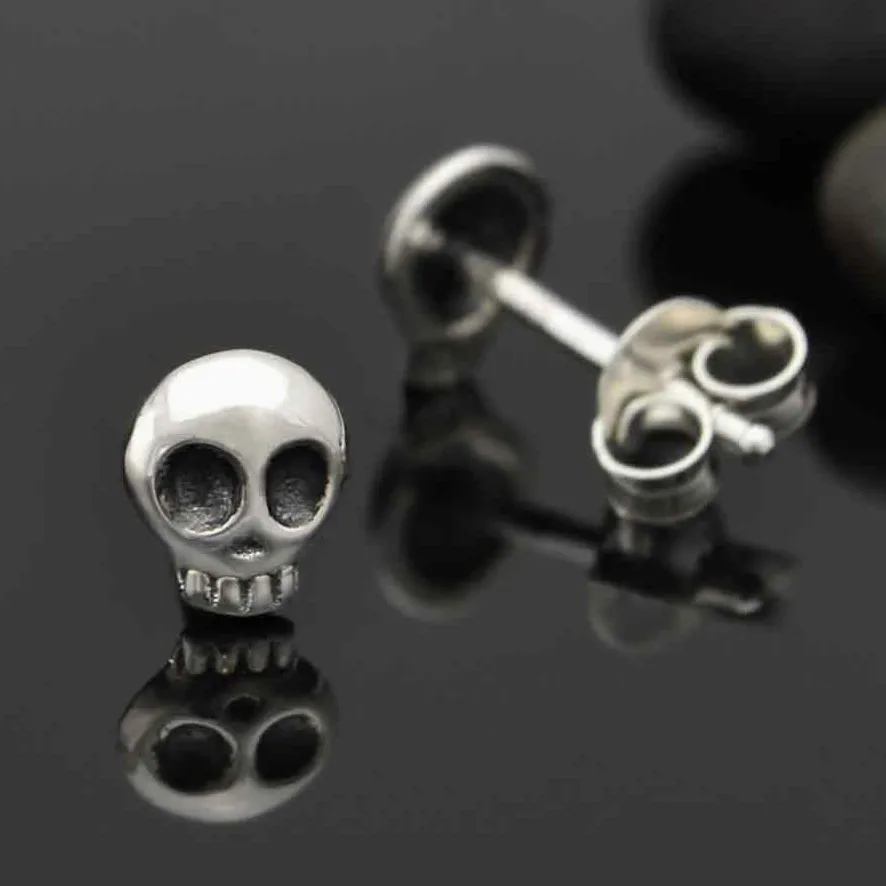 Sterling Silver Mini Skull Stud Earrings