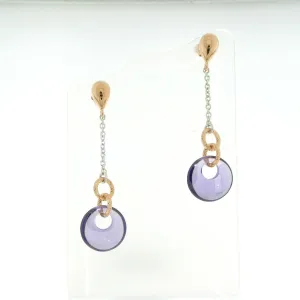 Sterling Silver Rose & Silver Zircon Amethyst Earrings