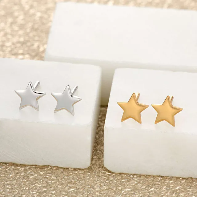 Tiny Star Stud Earrings - Silver - SPESSS25