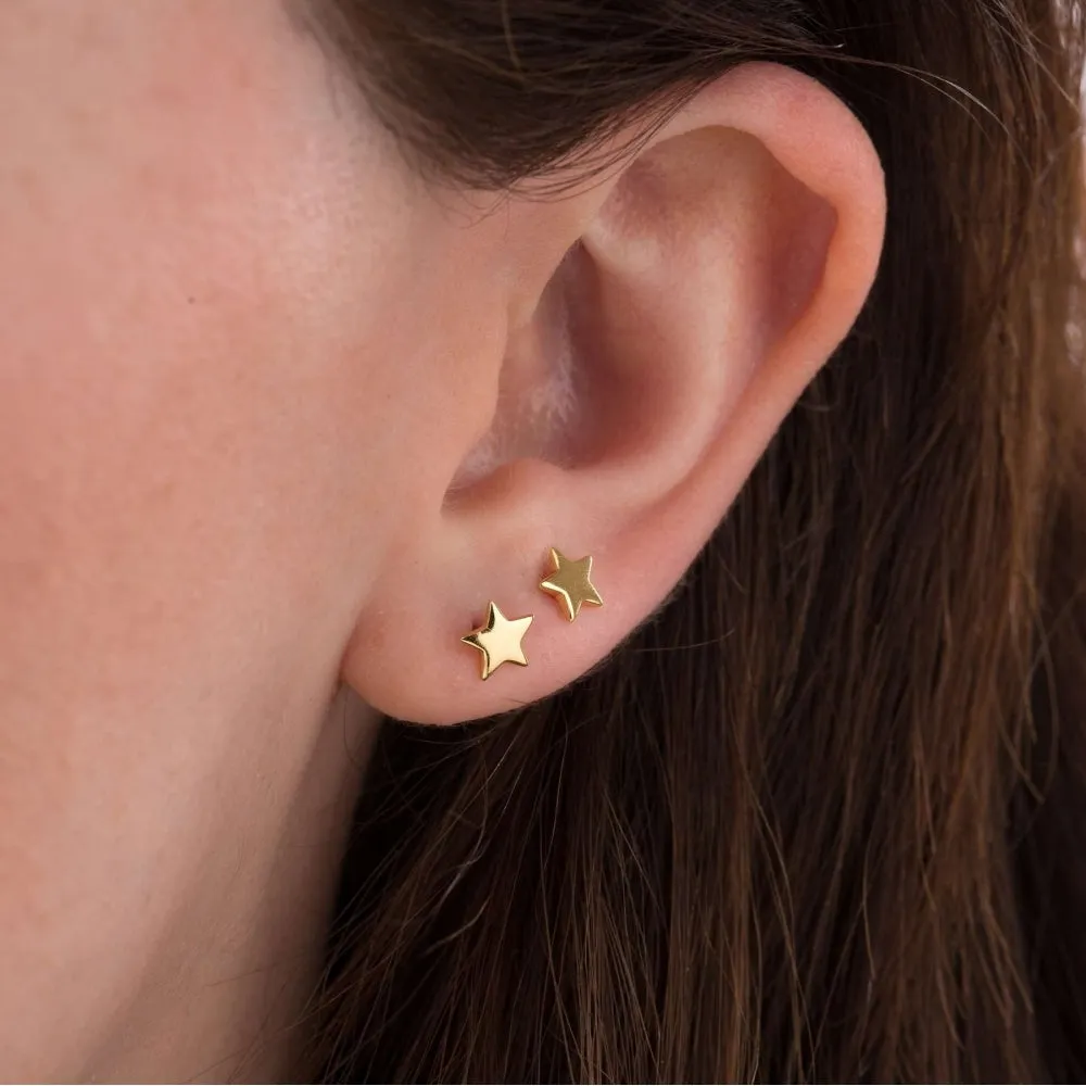 Tiny Star Stud Earrings - Silver - SPESSS25
