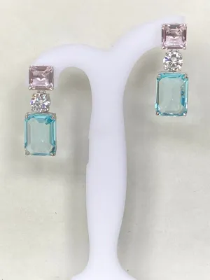Tri Color Zircon Stone Earrings