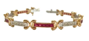 Two Tone "X" Statement Gold 14k Fine Bracelet