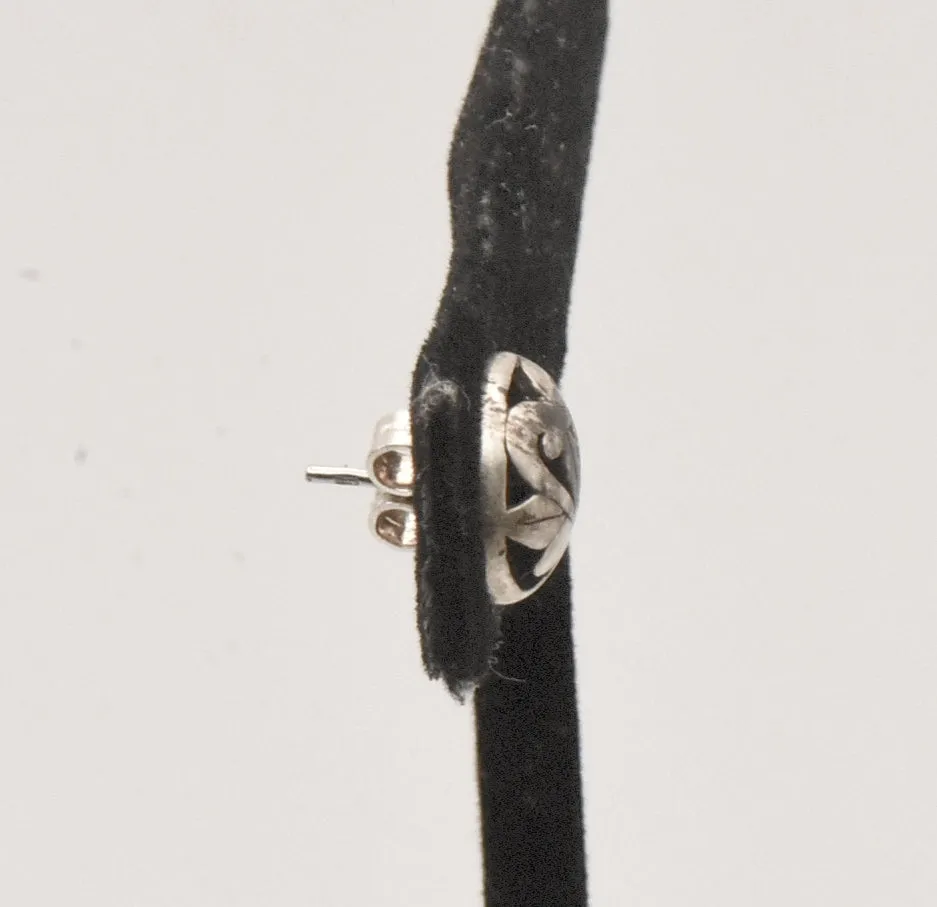 UNMATCHED Vintage Silver Tone Metal Dome Stud Earring
