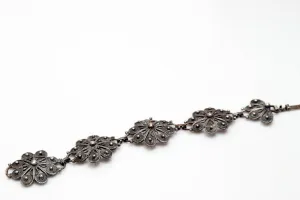 Vintage Mexican Silver Flower Link Bracelet