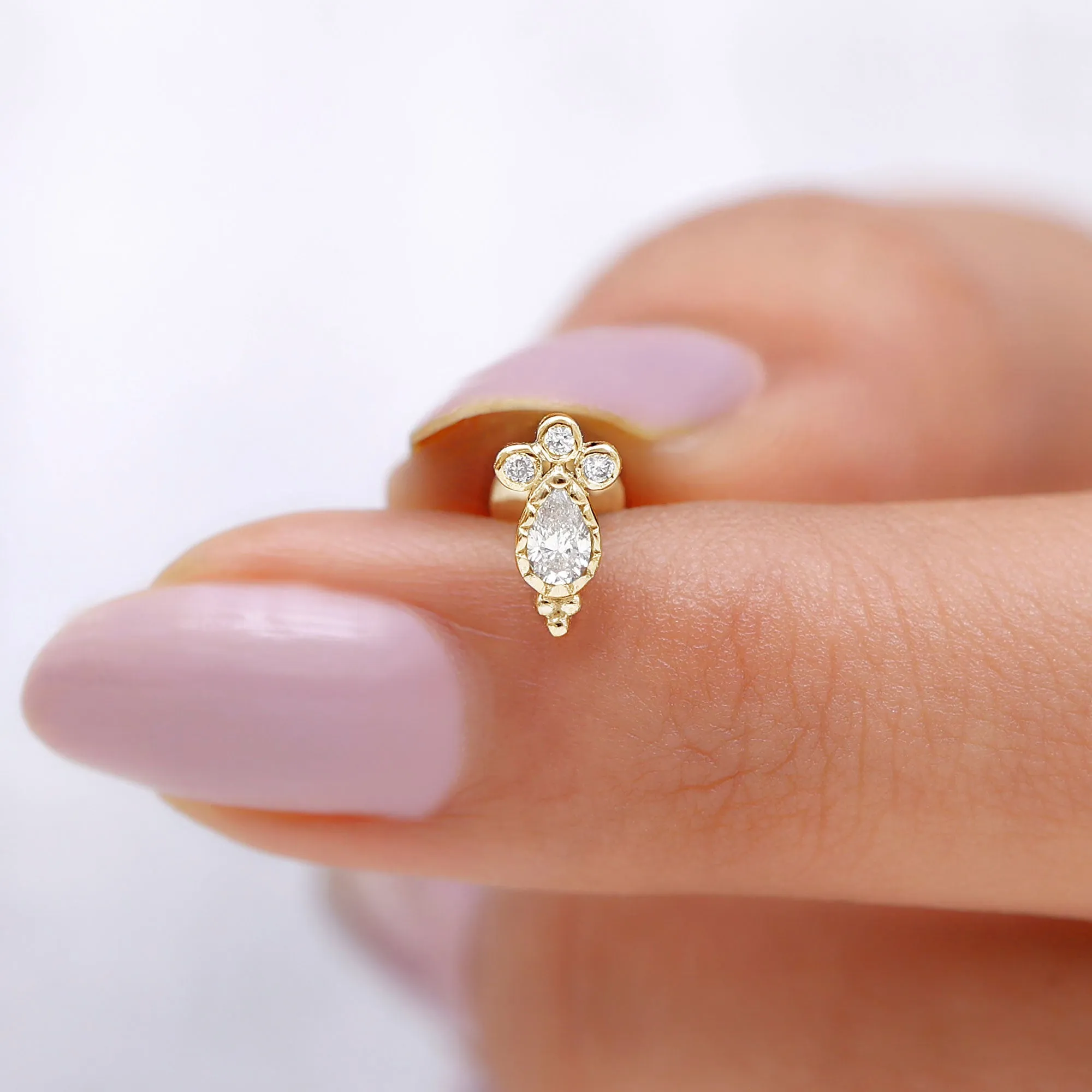 Vintage Style Moissanite Tragus Earring in Bezel Setting