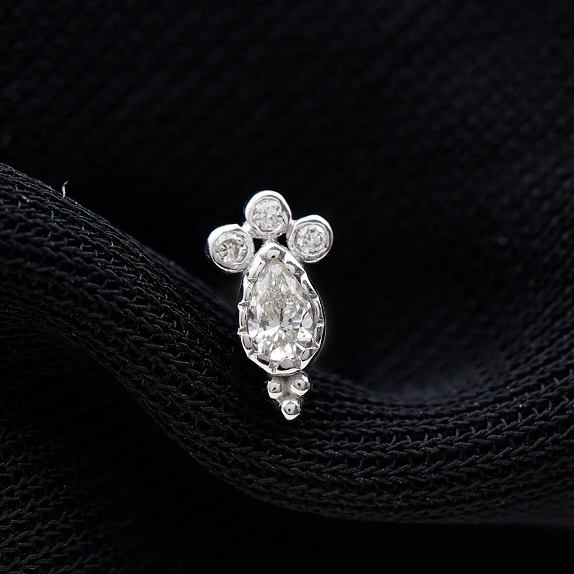 Vintage Style Moissanite Tragus Earring in Bezel Setting