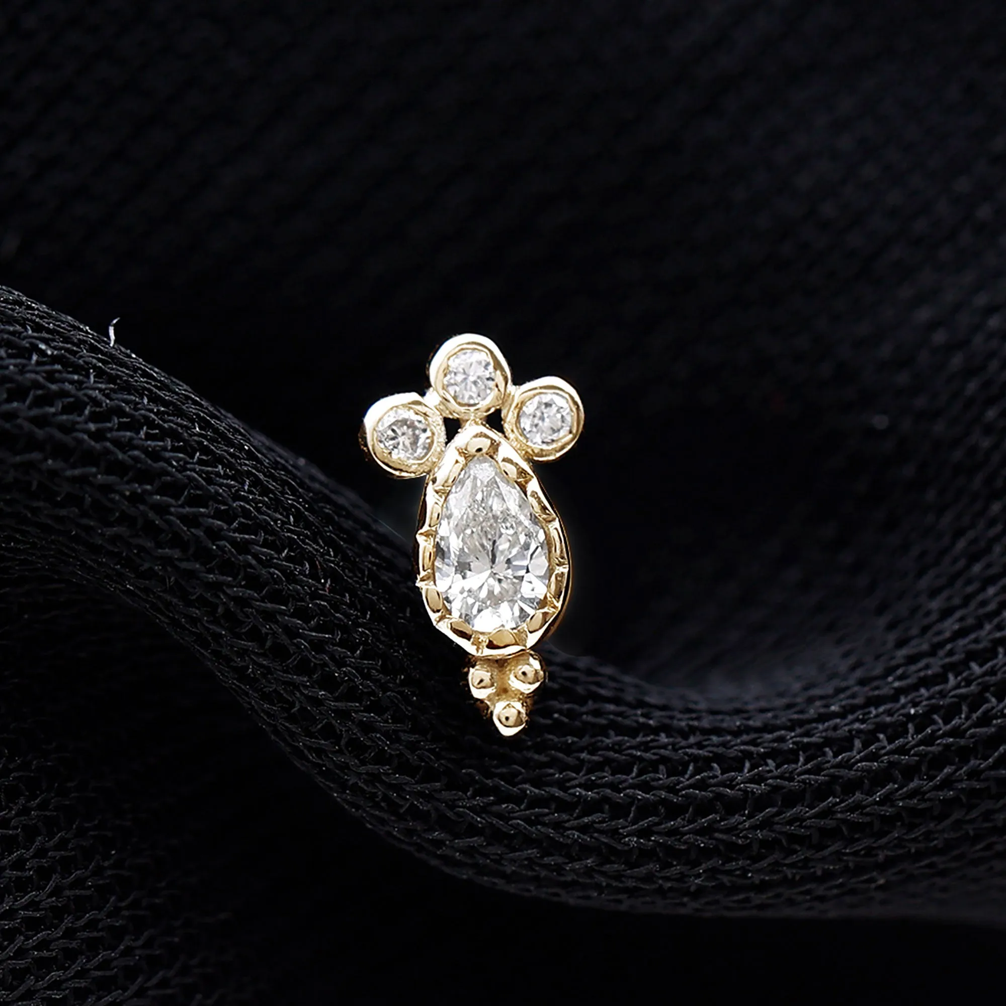 Vintage Style Moissanite Tragus Earring in Bezel Setting