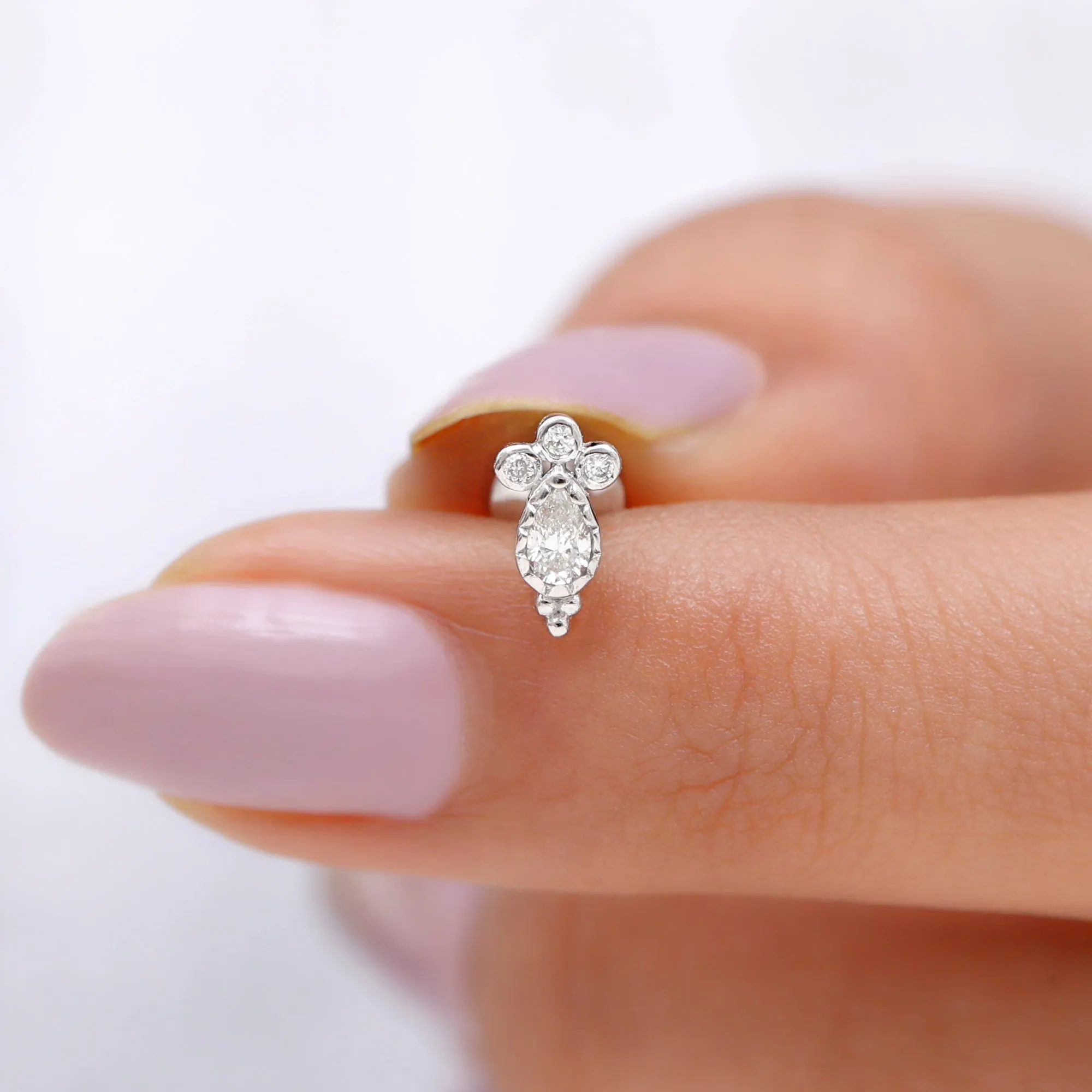 Vintage Style Moissanite Tragus Earring in Bezel Setting
