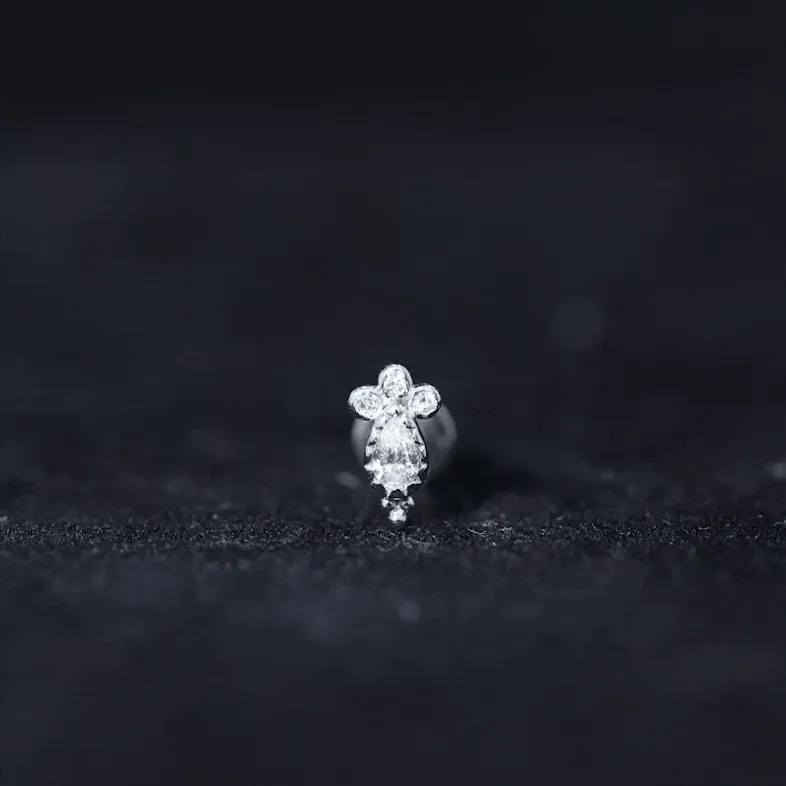 Vintage Style Moissanite Tragus Earring in Bezel Setting