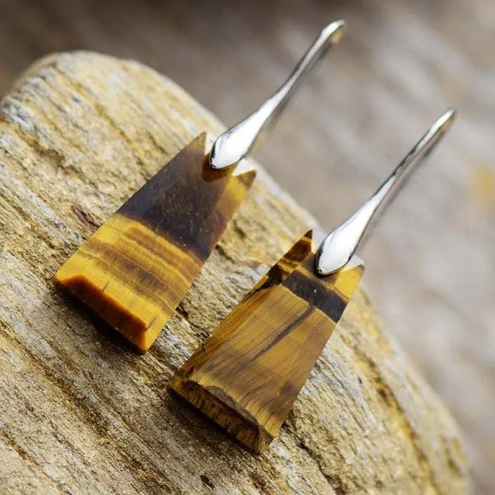 'Wiluray' Tiger Eye Earrings - silver
