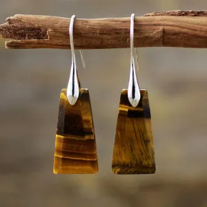 'Wiluray' Tiger Eye Earrings - silver