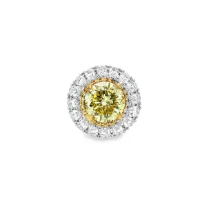 Yellow Diamond Ring with White Diamond Halo
