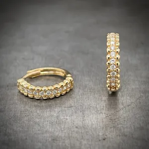 Yellow Gold Diamond Petite Hoops