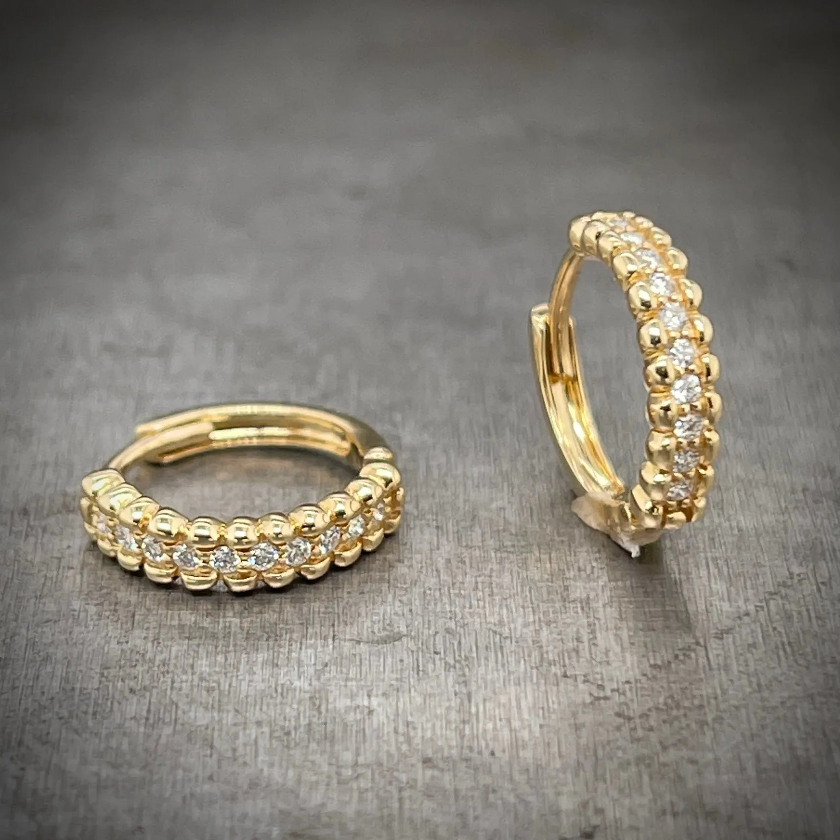 Yellow Gold Diamond Petite Hoops
