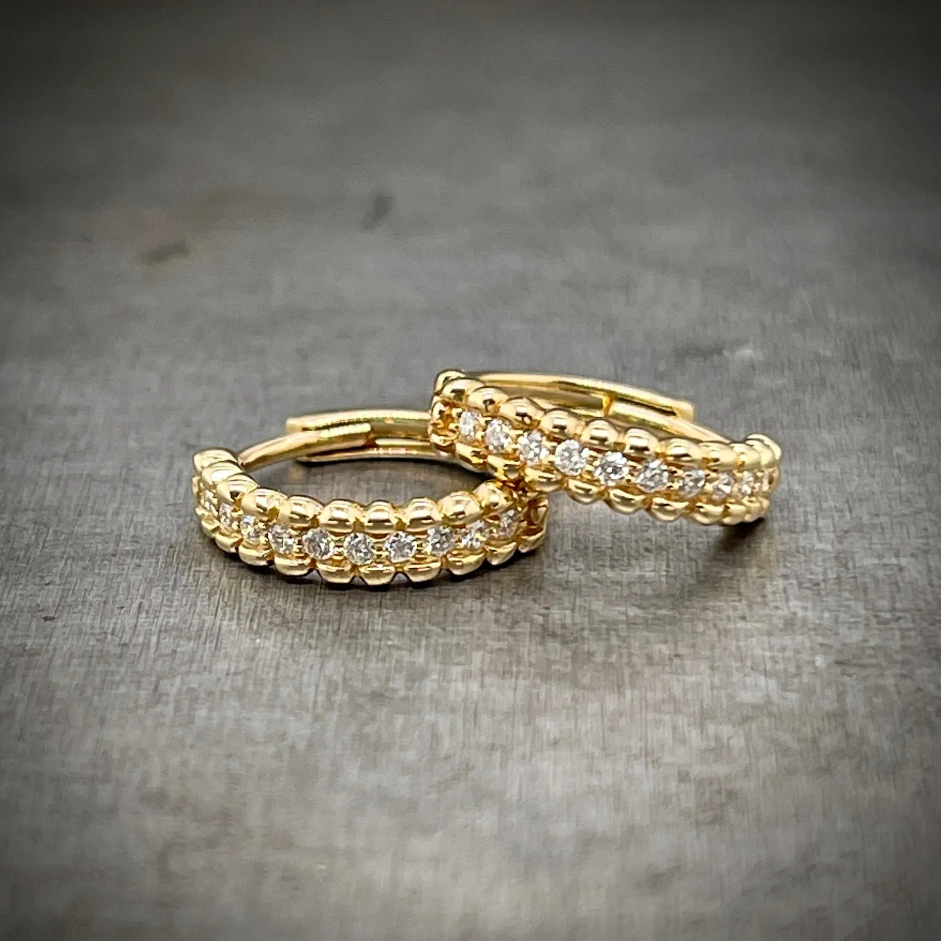 Yellow Gold Diamond Petite Hoops
