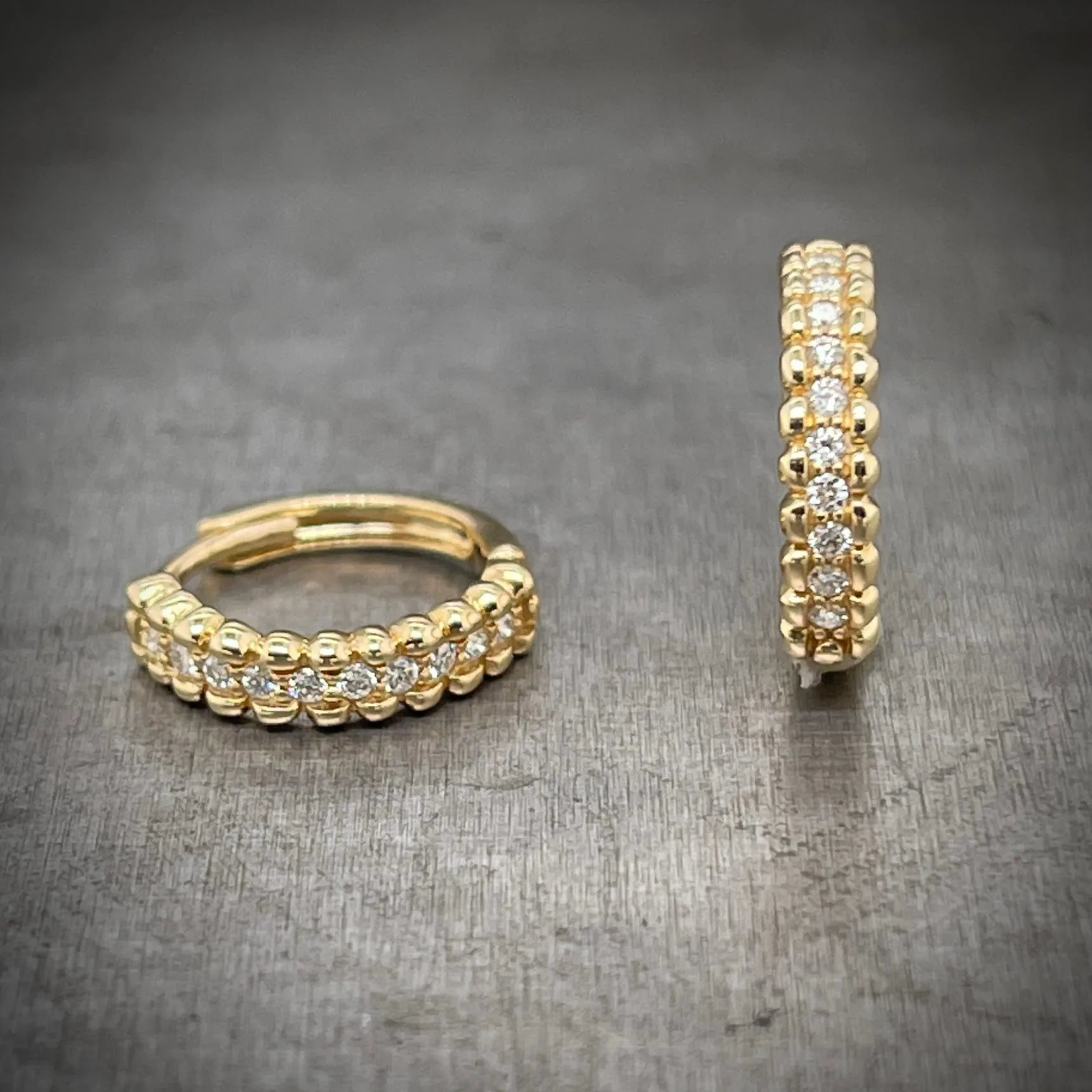 Yellow Gold Diamond Petite Hoops
