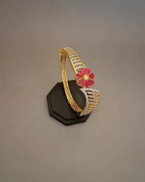 Zevarly Rashmika Ruby Openable Free Size AD Bracelet