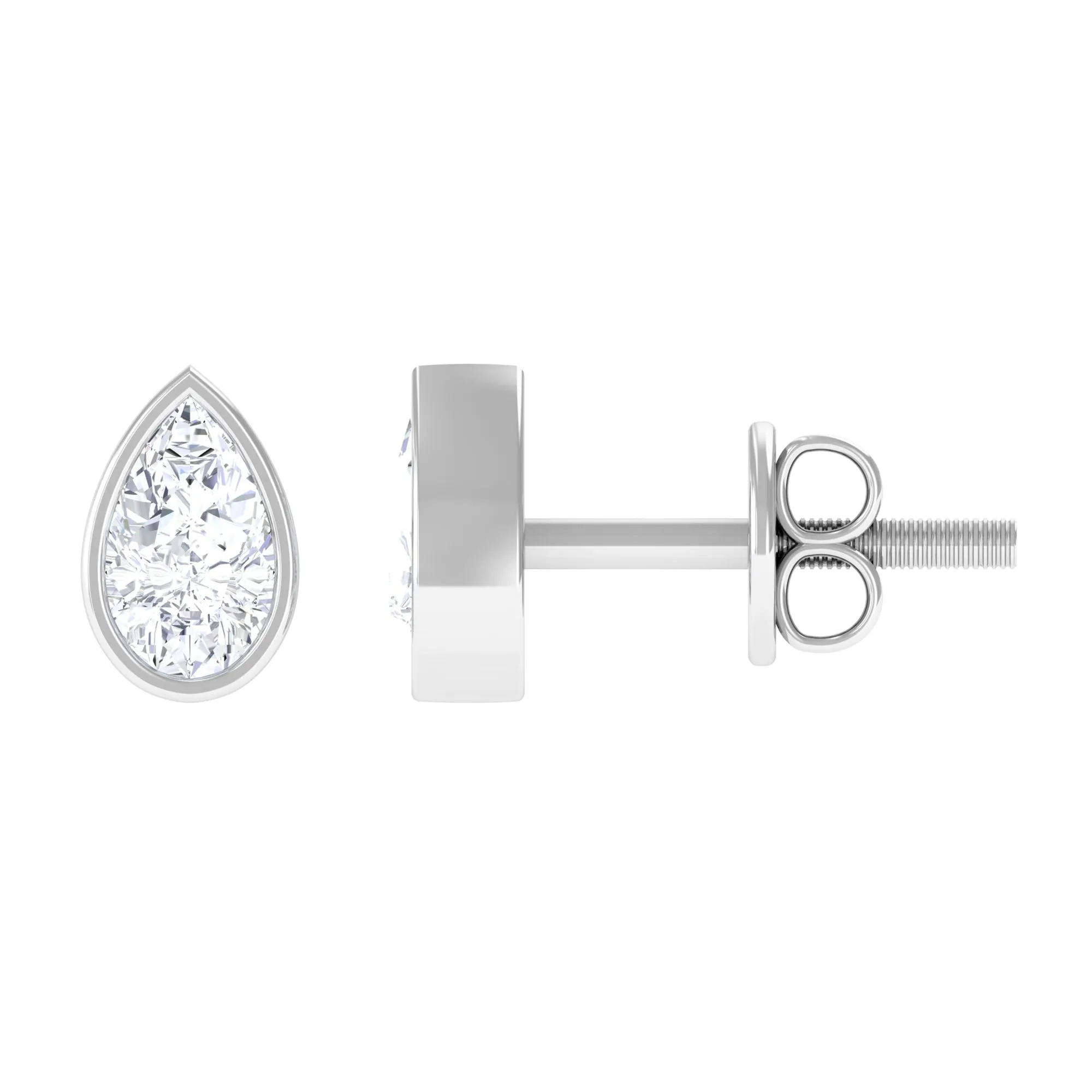 Zircon Teardrop Solitaire Stud Earrings in Bezel Setting