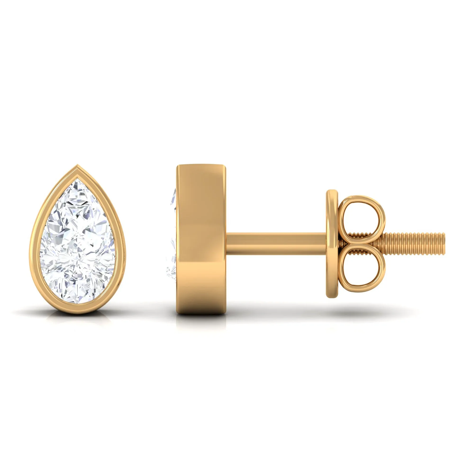 Zircon Teardrop Solitaire Stud Earrings in Bezel Setting