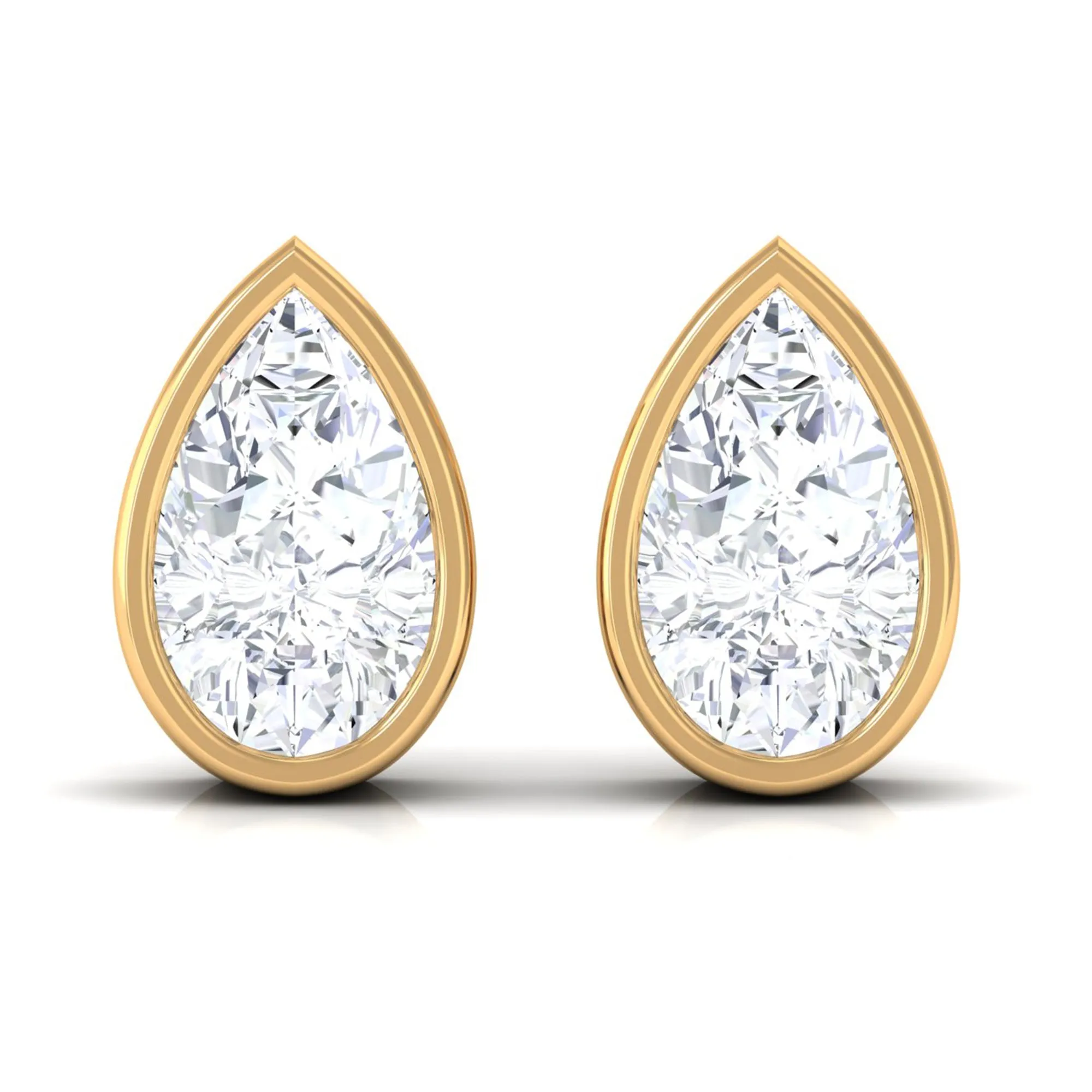 Zircon Teardrop Solitaire Stud Earrings in Bezel Setting