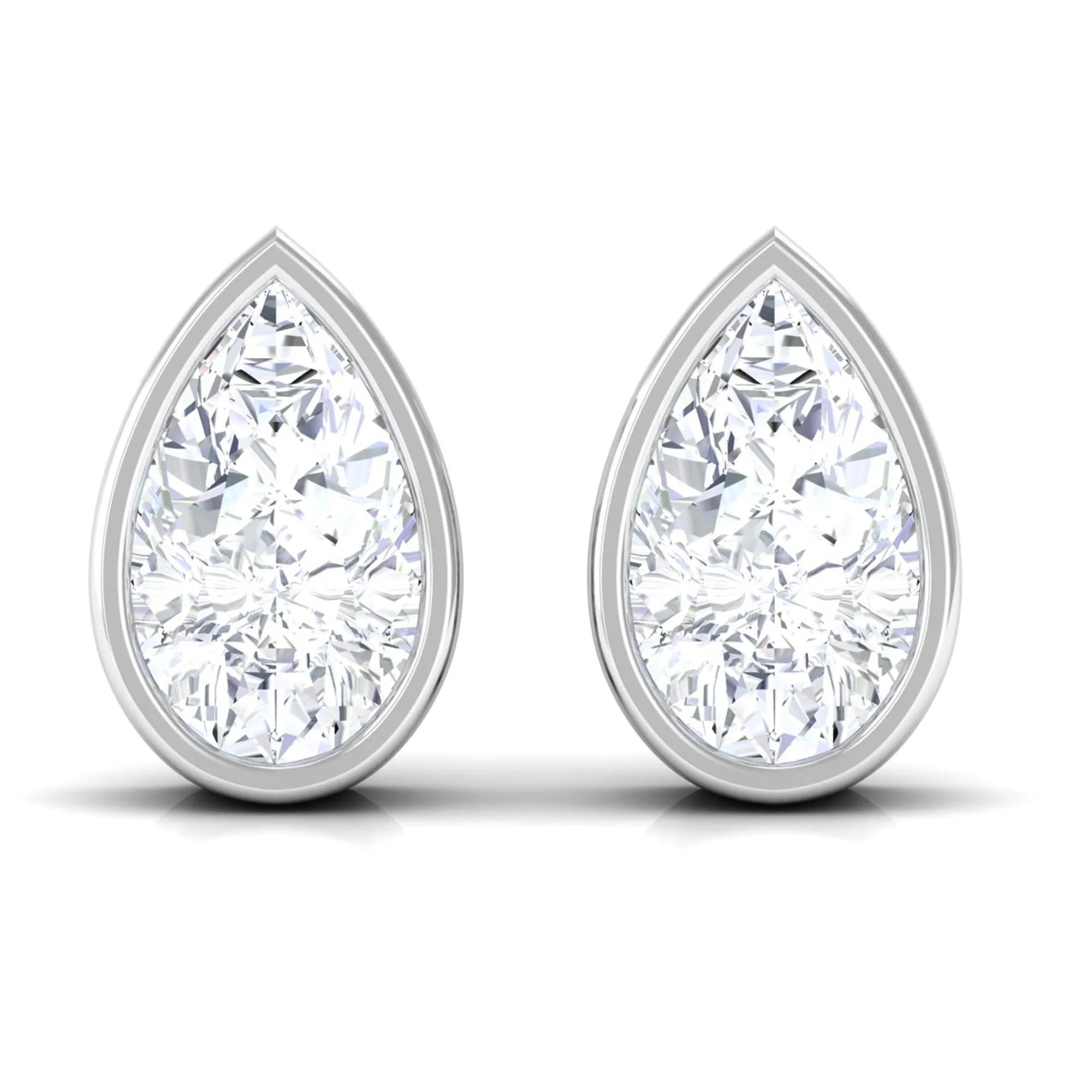 Zircon Teardrop Solitaire Stud Earrings in Bezel Setting