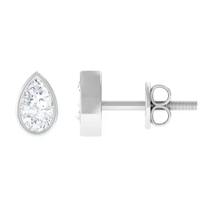 Zircon Teardrop Solitaire Stud Earrings in Bezel Setting