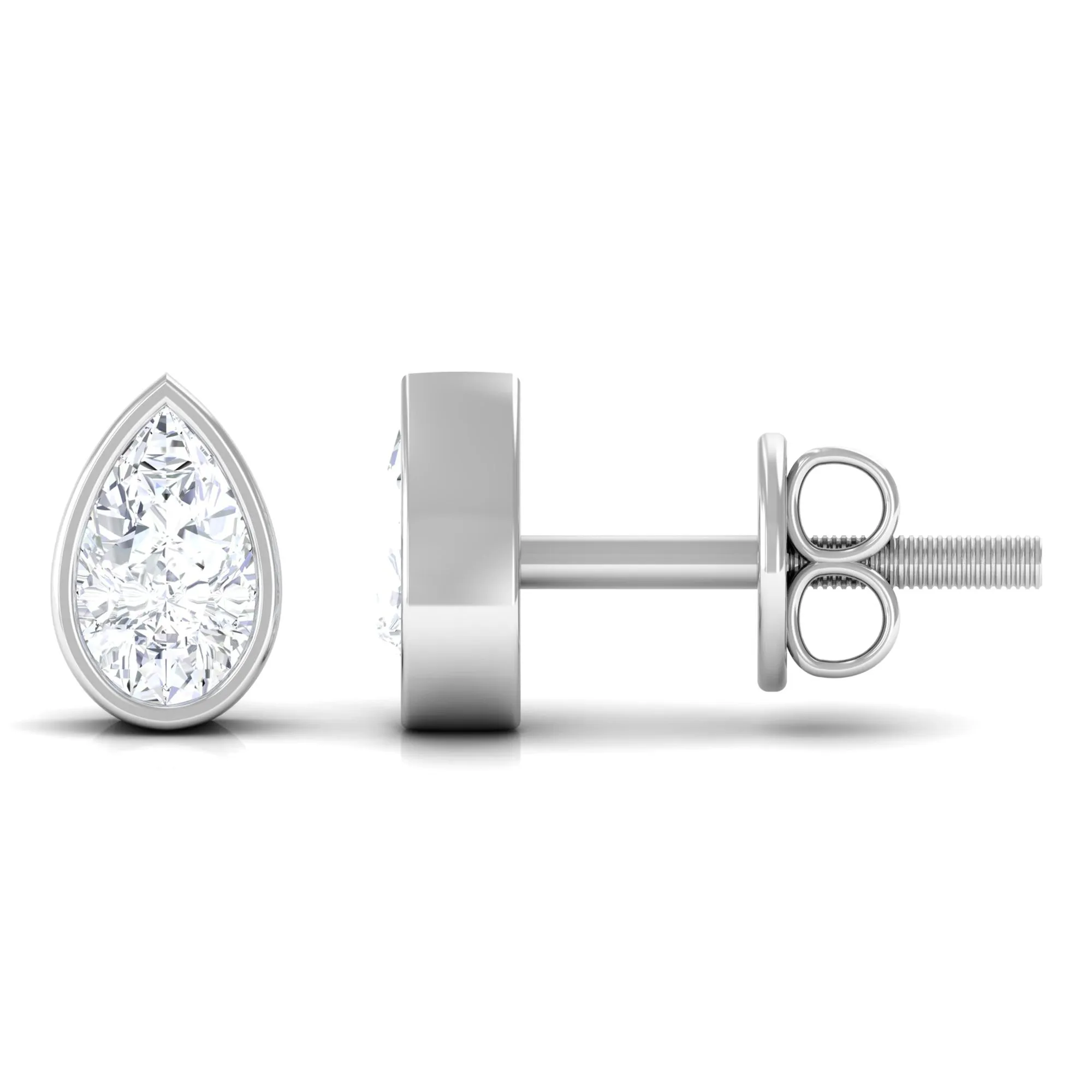 Zircon Teardrop Solitaire Stud Earrings in Bezel Setting