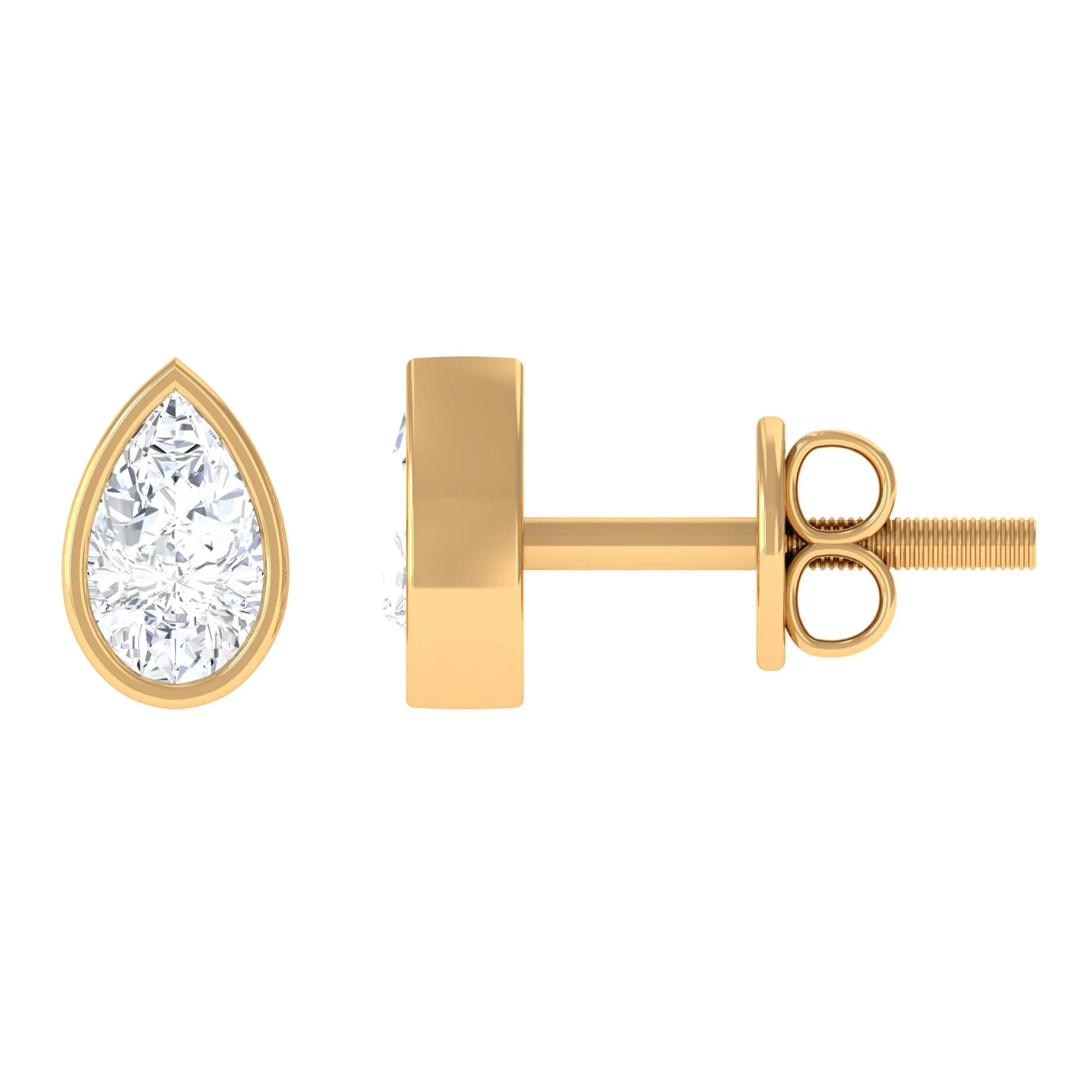 Zircon Teardrop Solitaire Stud Earrings in Bezel Setting